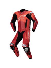 Macacao Alpinestars Gp Plus V4 Sprint 1Pc Vermelho Fluo Branco1